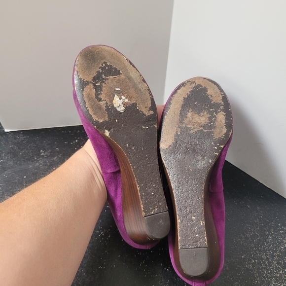 Tory Burch Plum Suede Wedge Heels - Picture 8 of 8